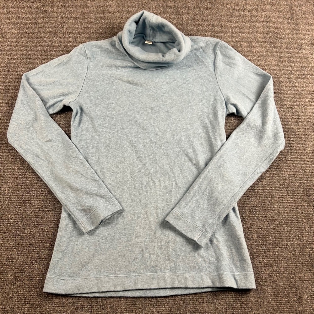 Uniqlo Womens Light Blue Fleece Turtleneck Long Sleeve Top Small